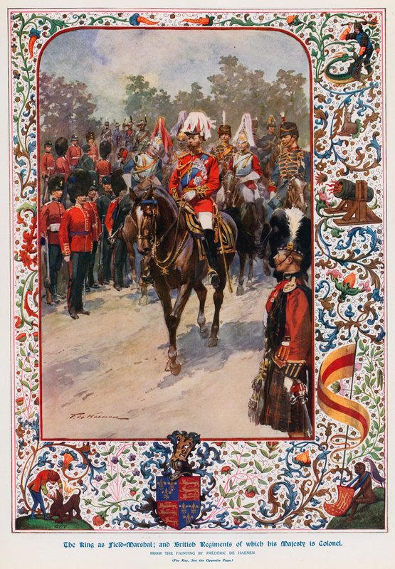 Rei George V, como Field Marshall, os regimentos britânicos dos quais sua majestade é coronel de Frederic de Haenen