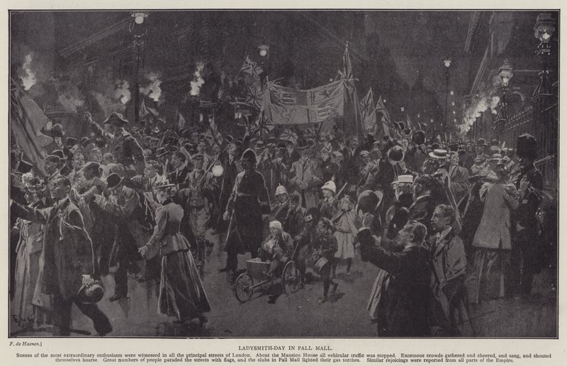 Ladysmith-Day in Pall Mall (litho) de Frederic de Haenen
