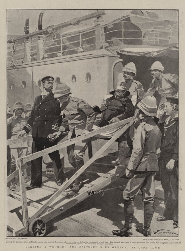 Desembarque de um general bêbado ferido e capturado na Cidade do Cabo de Frederic de Haenen