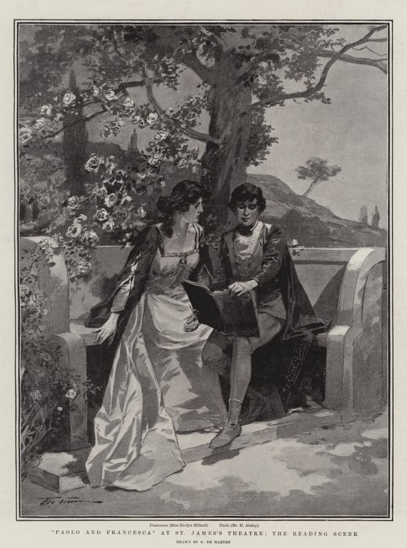 Paolo e Francesca no St James&39;s Theatre, a cena de leitura de Frederic de Haenen