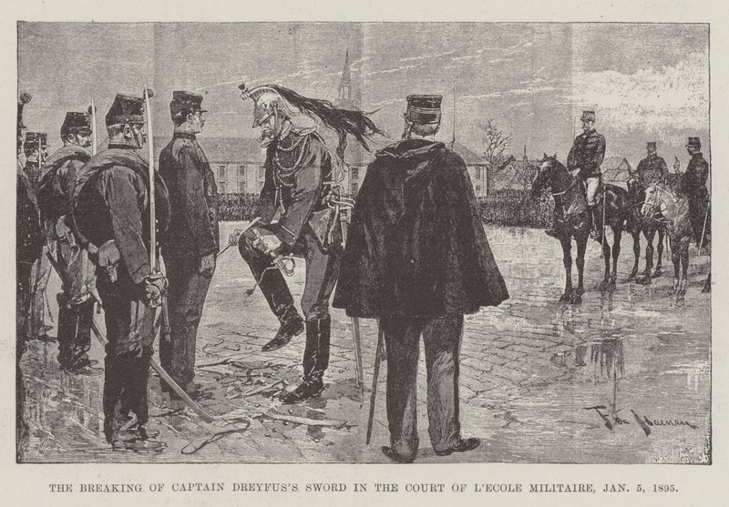 A quebra da espada do capitão Dreyfus no Tribunal de L&39;Ecole Militaire, 5 de janeiro de 1895 de Frederic de Haenen