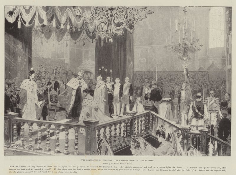A coroação do czar, o imperador coroando a imperatriz de Frederic de Haenen