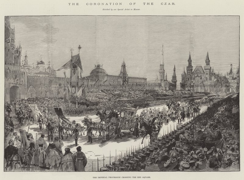 A coroação do czar, a procissão imperial atravessando a Praça Vermelha de Frederic de Haenen