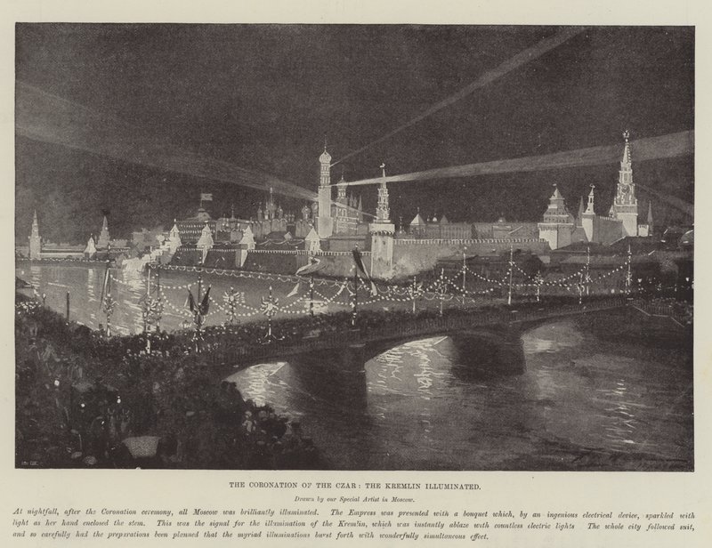A coroação do czar, o Kremlin iluminado de Frederic de Haenen