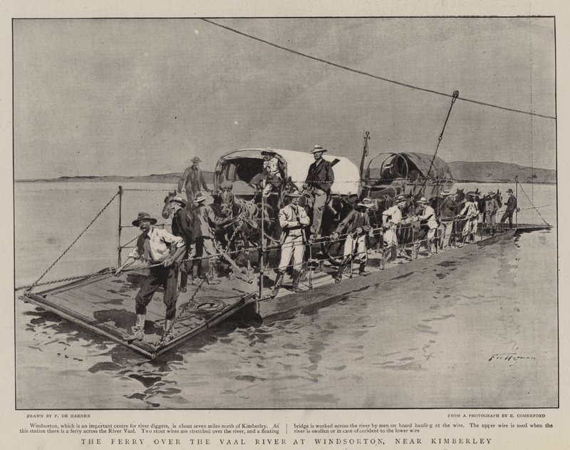 A balsa sobre o rio Vaal em Windsorton, perto de Kimberley de Frederic de Haenen