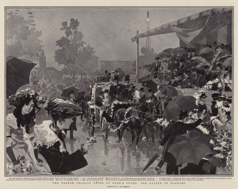 As festas de caridade francesas na corte de Earl, a batalha das flores de Frederic de Haenen