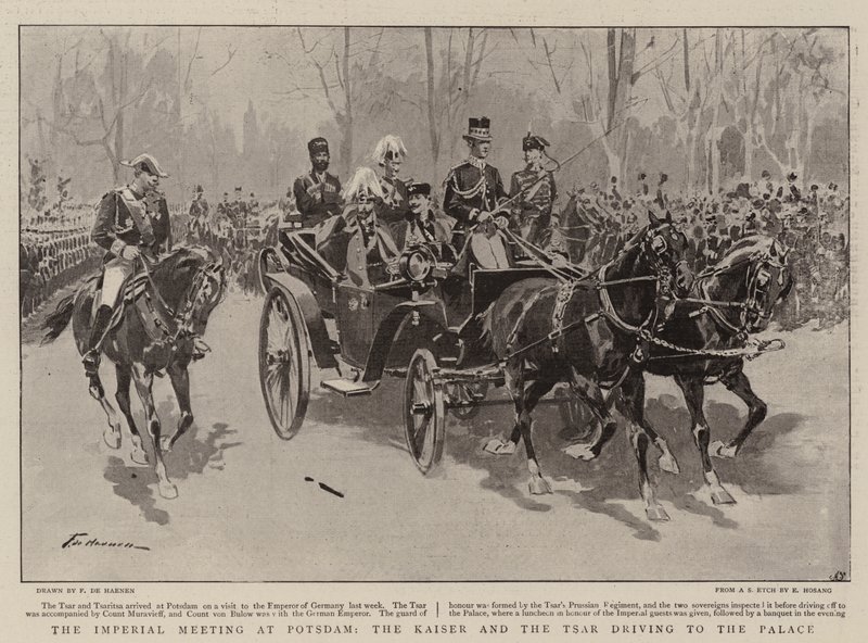 O Encontro Imperial em Potsdam, o Kaiser e o Czar dirigindo-se ao Palácio de Frederic de Haenen