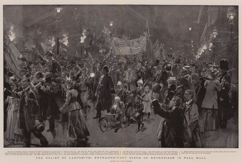 O alívio de Ladysmith, extraordinária cena de entusiasmo em Pall Mall de Frederic de Haenen