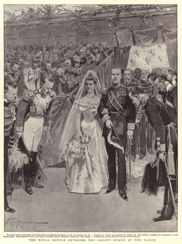 Casal real, entrar, a, Groote, Kerke, em, a, haia de Frederic de Haenen