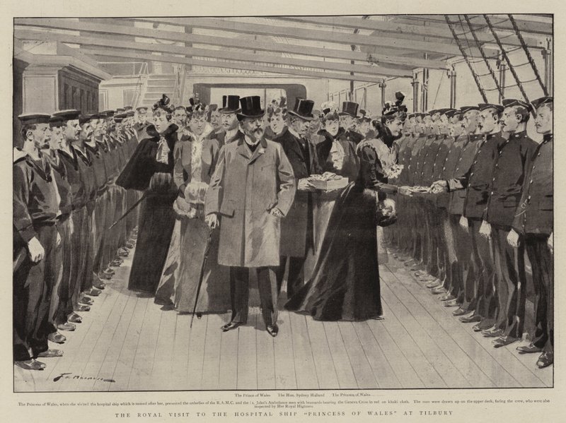 Visita Real ao Navio-Hospital Princesa do País de Gales, em Tilbury de Frederic de Haenen