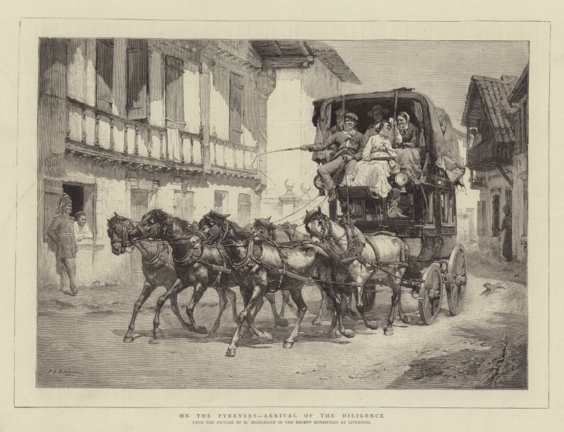 Nos Pireneus, Chegada da Diligência de Frederick Arthur Bridgman