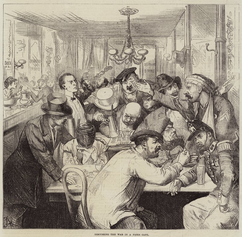Discutindo a guerra em um café de Paris de Frederick Barnard