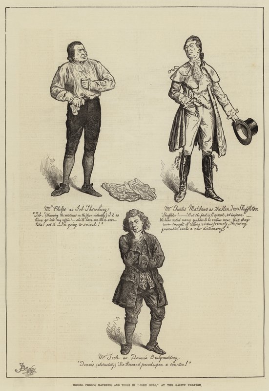 Messers Phelps, Mathews e Toole em John Bull, no Teatro Gaiety de Frederick Barnard