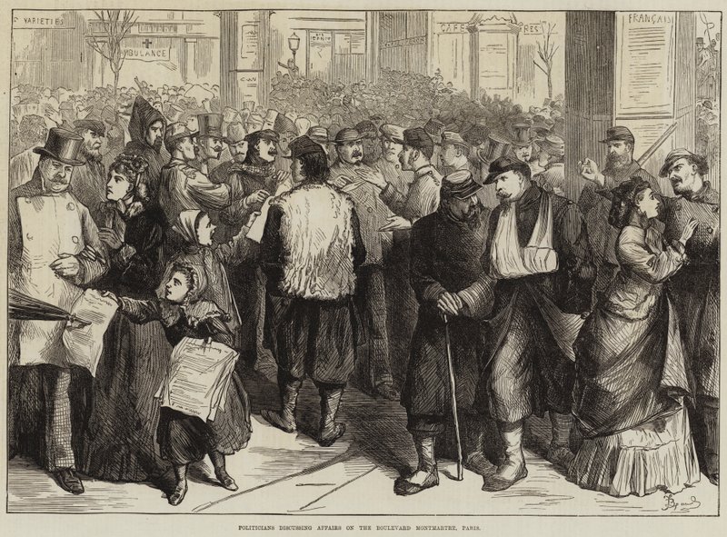 Políticos discutindo assuntos no Boulevard Montmartre, Paris de Frederick Barnard