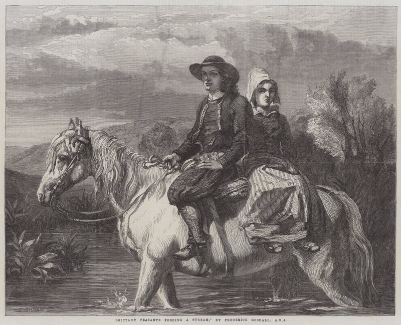 Brittany Peasants, fording um fluxo de Frederick Goodall