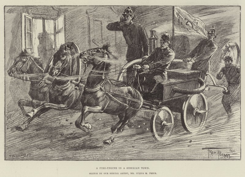 Um motor de fogo em uma cidade da Sibéria de Frederick Pegram