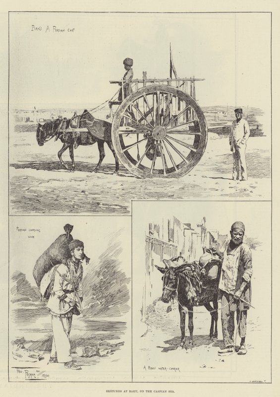 Esboços em Baku, no mar Cáspio de Frederick Pegram