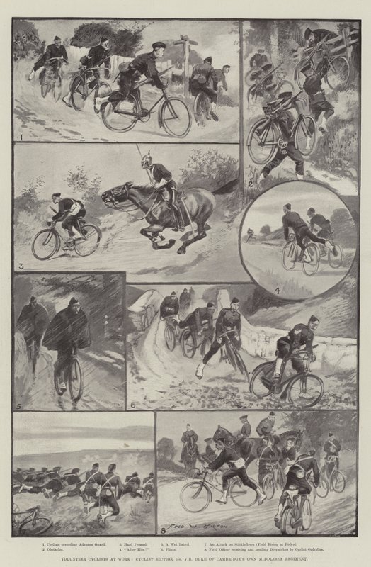 Ciclistas Voluntários no Trabalho, Ciclista Seção 1o Batalhão de Voluntários Duque de Cambridge Regimento de Middlesex de Frederick William Burton