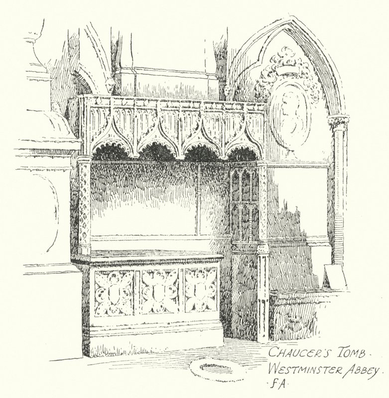 Túmulo de Chaucer, Abadia de Westminster (litografia) de Frederick Adcock