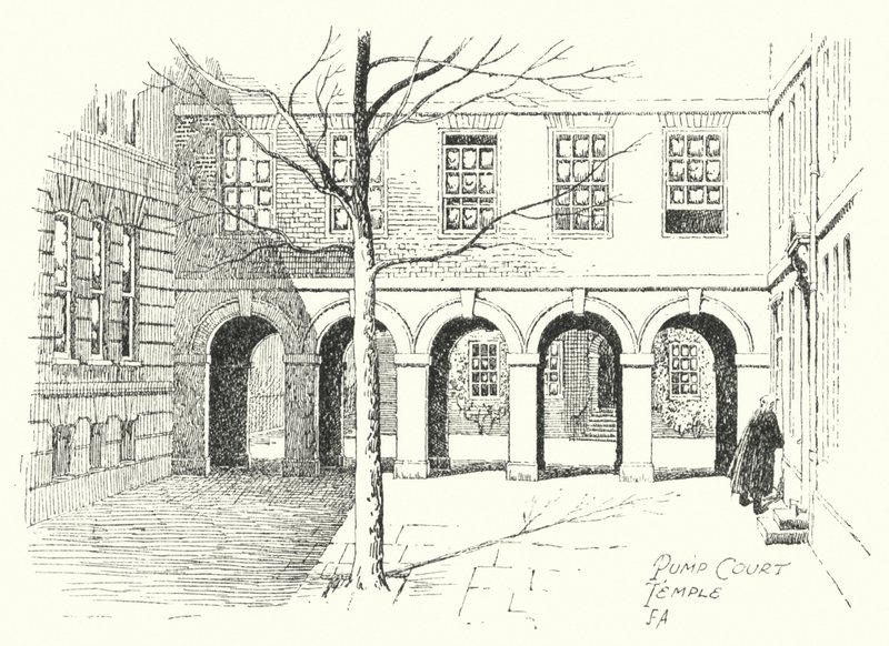 Pump Court, Temple (litografia) de Frederick Adcock