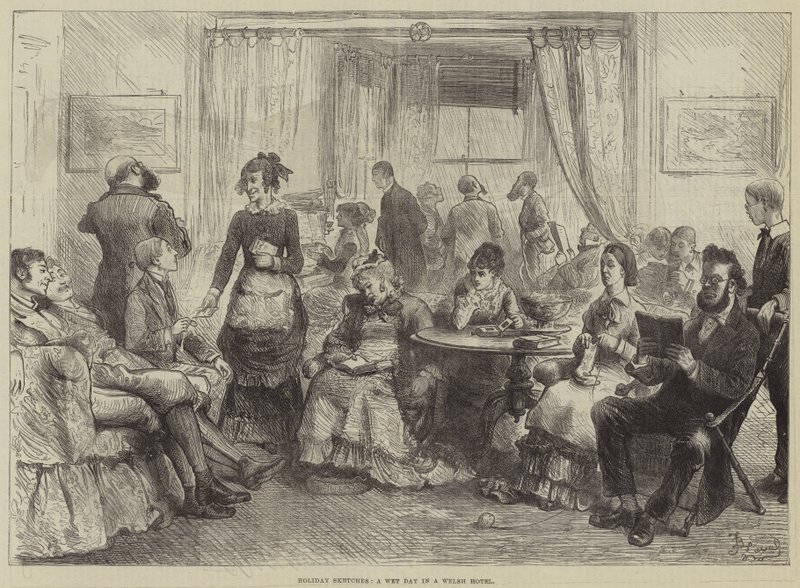 Esboços de férias, um dia molhado em um hotel galês de Frederick Barnard