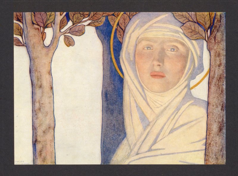 Santa Noiva, século VI, Festa de 1 de fevereiro (litografia a cores) de Frederick Cayley Robinson