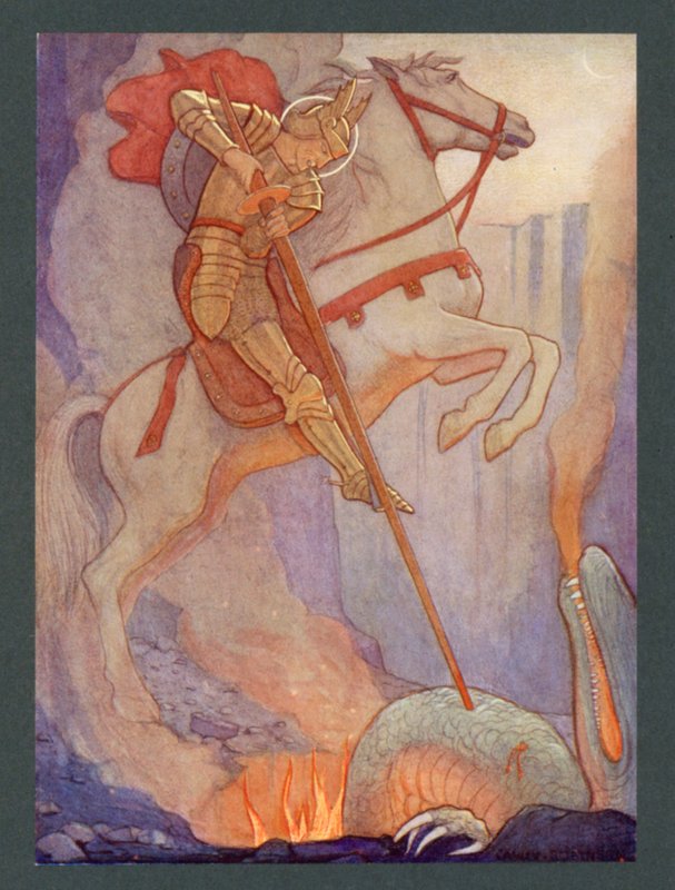 São Jorge, século IV, Festa de 23 de abril (litografia a cores) de Frederick Cayley Robinson