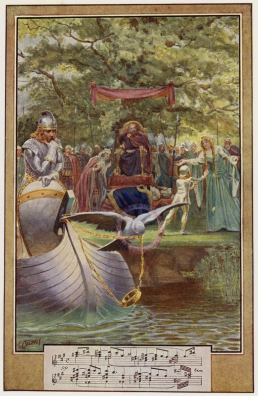 A Partida de Lohengrin (lito a cores) de Frederick Colin Tilney