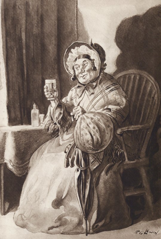 Sra. Gamp de Martin Chuzzlewit, de Charles Dickens (gravura) de Frederick George Lewin