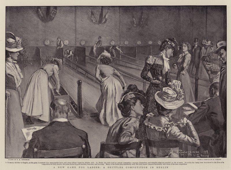 Um novo jogo para mulheres, uma competição de skittles em Berlim de Frederick Henry Townsend