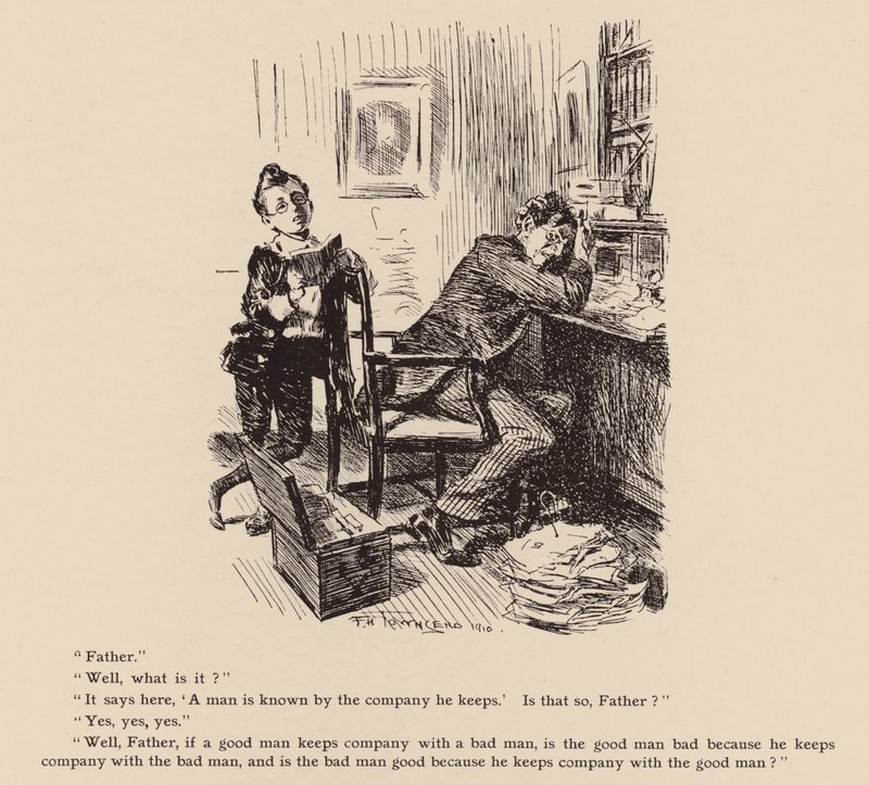 Um homem é conhecido pela companhia que mantém (litografia) de Frederick Henry Townsend
