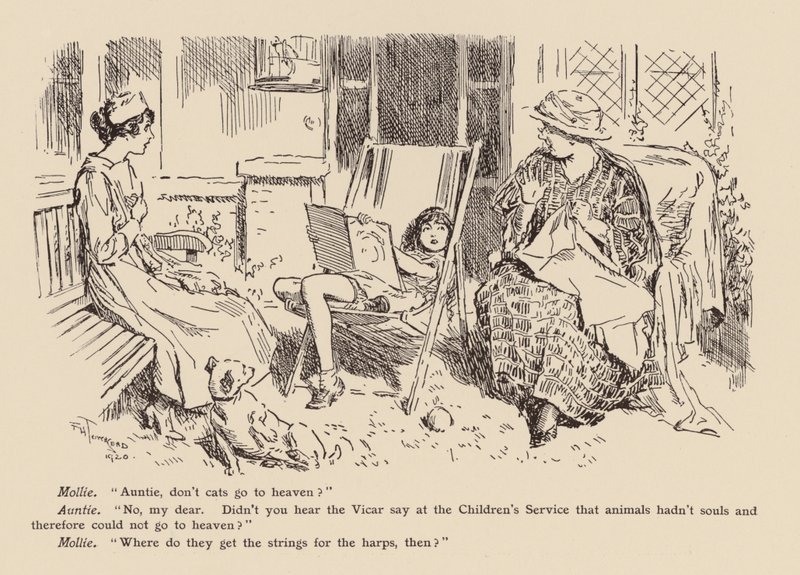 "Tia, os gatos não vão para o céu" (litografia) de Frederick Henry Townsend