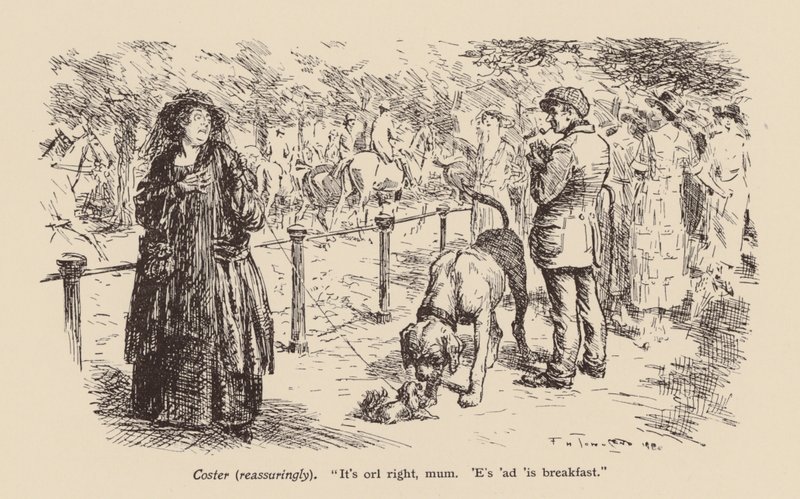 "Está tudo bem, mamã. Ele já tomou o pequeno-almoço" (litografia) de Frederick Henry Townsend