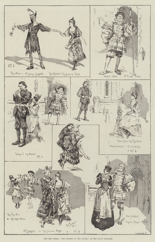 A nova ópera, os Yeomen da guarda, no Teatro Savoy de Frederick Henry Townsend
