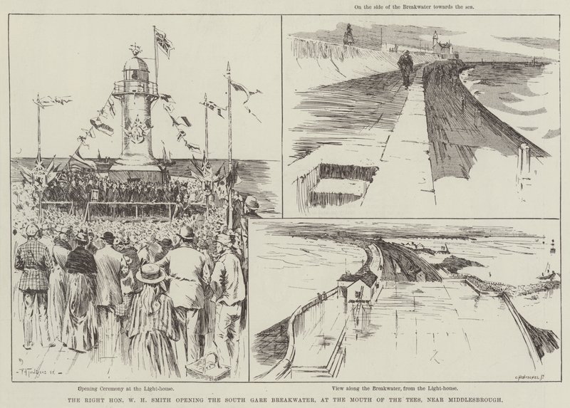 O Honorável WH Smith, abrindo o quebra-mar da South Gare, na Foz do Tees, perto de Middlesbrough de Frederick Henry Townsend