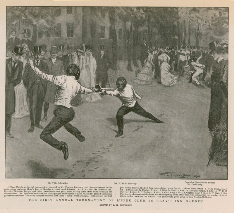 Os primeiros torneios anuais do L&39;Epee Club no Gray&39;s Inn Garden de Frederick Henry Townsend