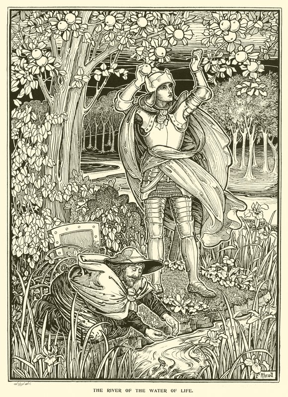 O Rio da Água da Vida (gravura) de Frederick Hurten Rhead