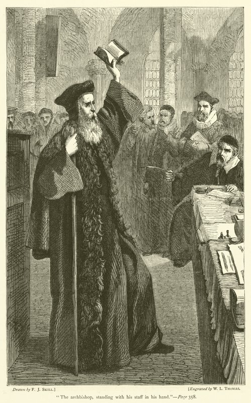 O arcebispo, de pé com sua equipe na mão de Frederick John Skill