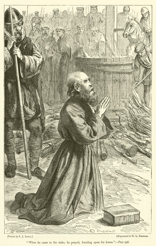 Quando ele veio para a estaca, ele orou, ajoelhando-se sobre os joelhos de Frederick John Skill