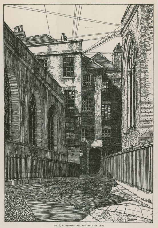 Clifford&39;s Inn, Londres e Hall à esquerda de Frederick Landseer Maur Griggs