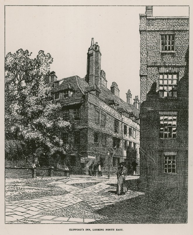 Clifford&39;s Inn, Londres, olhando para o nordeste de Frederick Landseer Maur Griggs