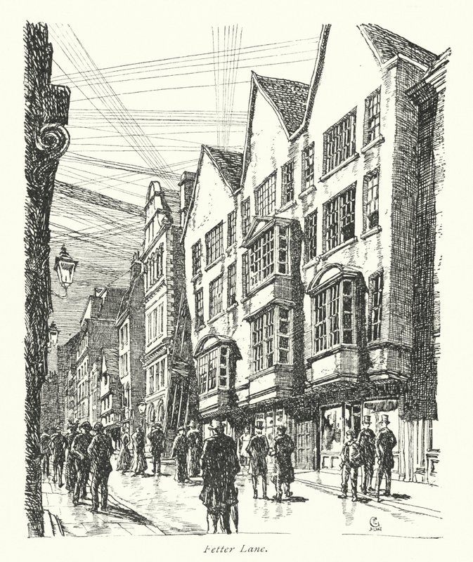 Londres: Fetter Lane (litografia a cores) de Frederick Landseer Maur Griggs