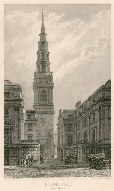Igreja da noiva do St, Fleet Street, Londres de Frederick Mackenzie