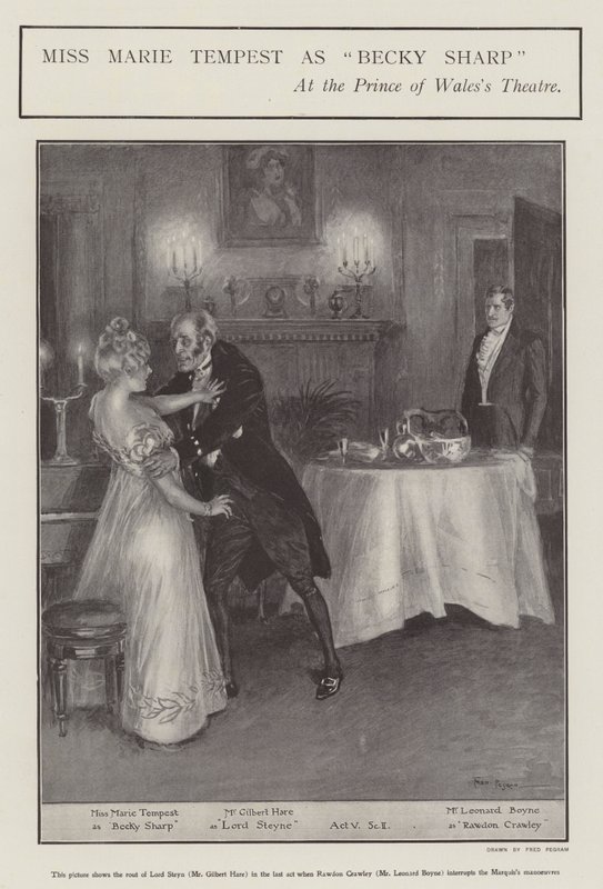 Miss Marie Tempest como Becky Sharp no Prince of Wales