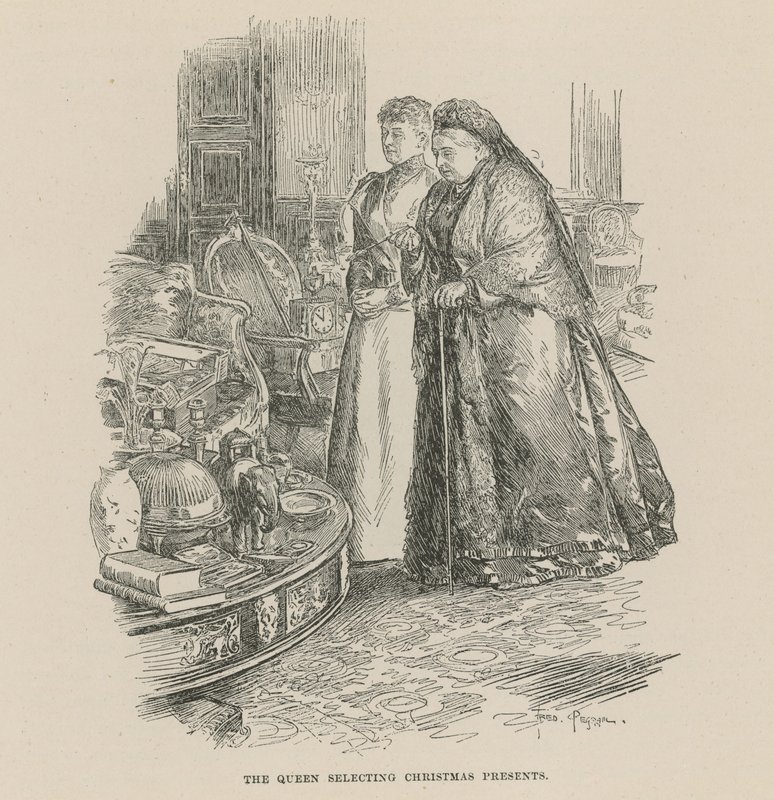 A rainha selecionando presentes de Natal de Frederick Pegram