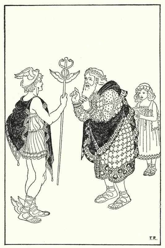 Midas percebeu a figura de um estranho de pé na sala (litho) de Frederick Richardson