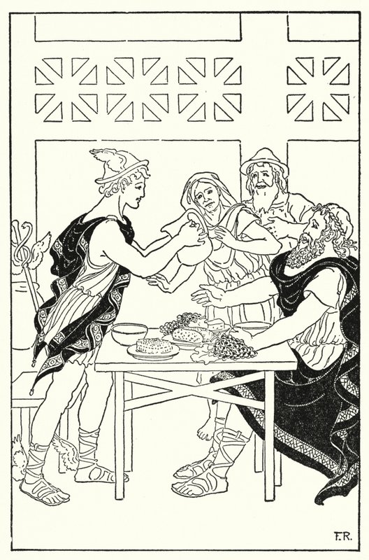O Quicksilver procedeu para encher as taças do jarro que deveria estar vazio (litho) de Frederick Richardson