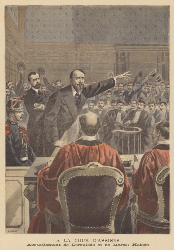 Absolvição de Paul Deroulede e Marcel Habert no tribunal de Paris Assis de French School