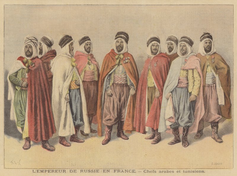 Chefes árabes e tunisianos em Paris para a visita do czar Nicolau II da Rússia de French School