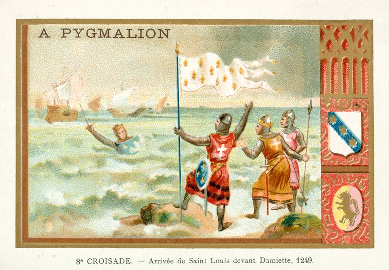 Chegada de Luís IX da França antes de Damietta, 8ª Cruzada, 1249 de French School